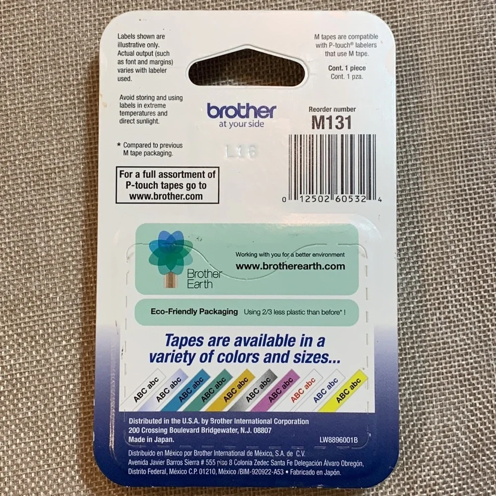 Brother P-Touch M-131 Tape: Black Print on Clear 1/2 Inch Wide